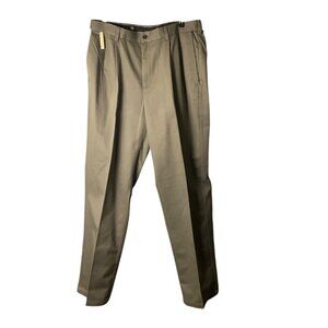 Haggar Mens Classic Fit No Iron Khaki Comfort Waist Pants 36x34 Cotton NWT